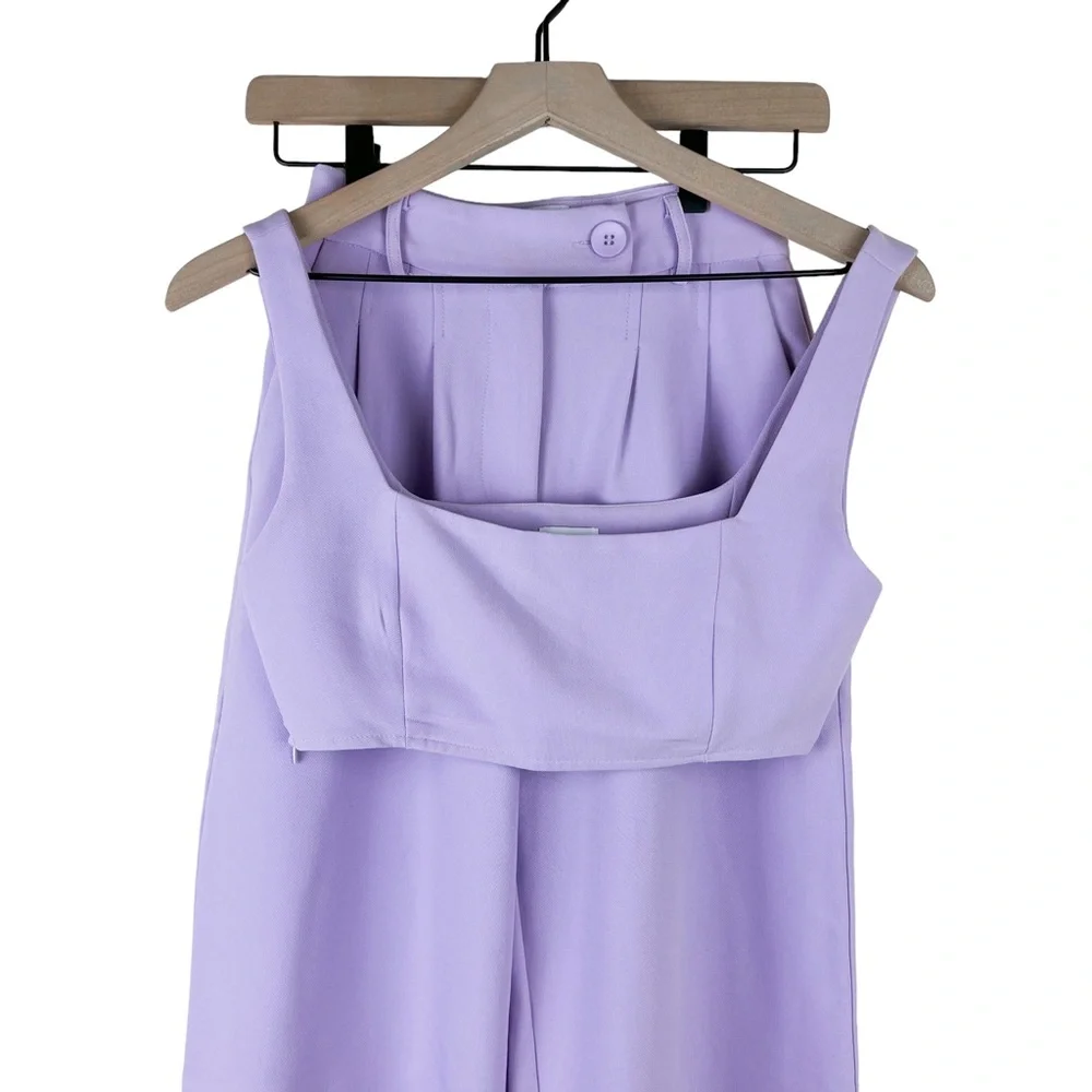 Princess Polly Huxley Two Piece Crop Top Trouser Set in Lilac - Picture 6 of 16
